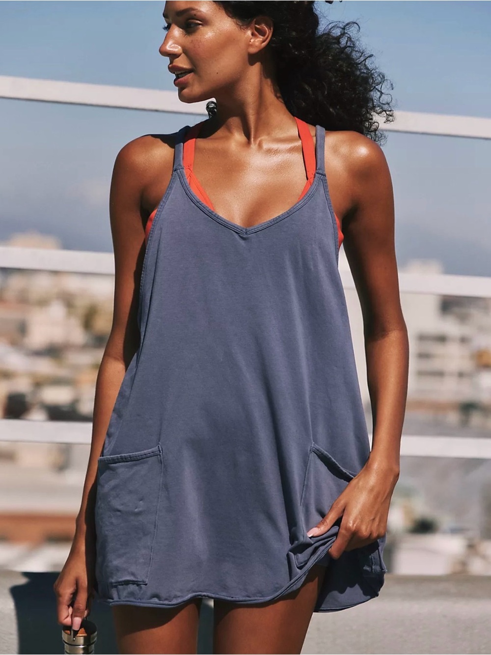 FP Movement by Free People blue tank dress with pockets